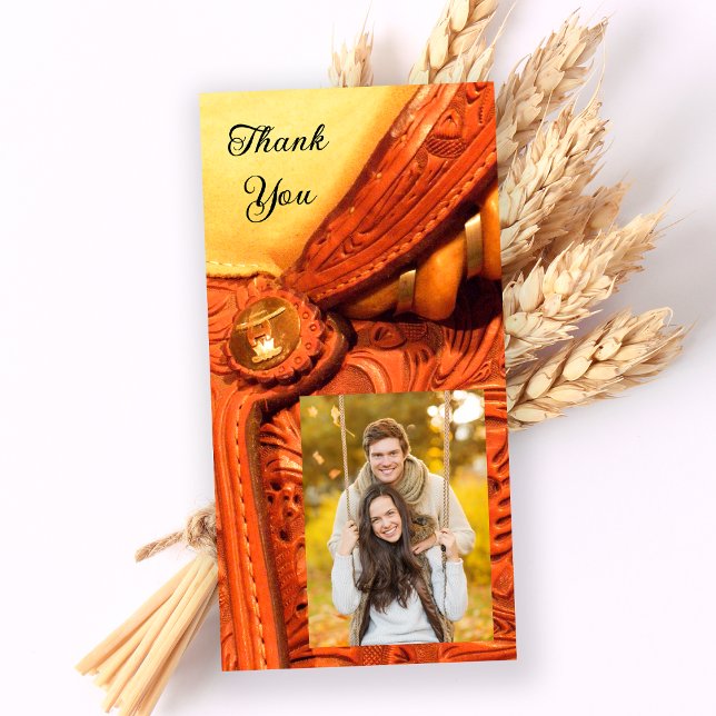 Western Horse Saddle Country Thank You Photo Card (Creator Uploaded)