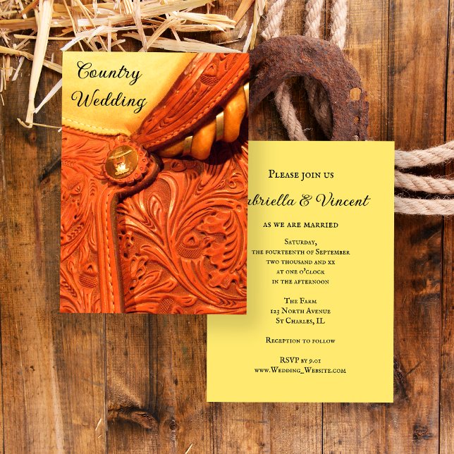 Western Horse Saddle Country Wedding Invitation (Creator Uploaded)