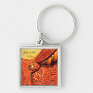Western Horse Saddle Country Wedding Key Ring