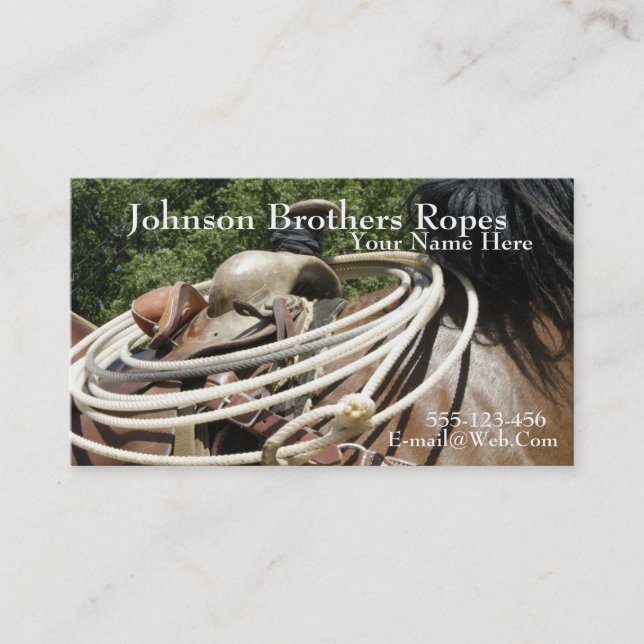 Western Horse Saddle Rope Business Card Template (Front)