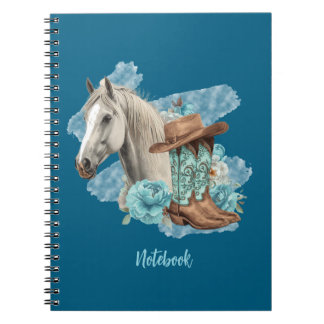 Western Horse Spiral NoteBook- Navy Notebook