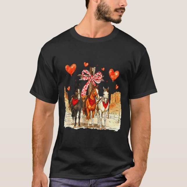 Western Horse Valentine Funny Western Valentines D T-Shirt (Front)