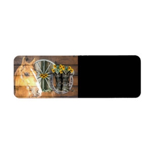 Western Horse Wagon Wheel Horseshoe Cowboy Boots