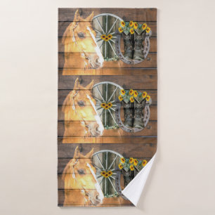 Western Horse Wagon Wheel Horseshoe Cowboy Boots Bath Towel