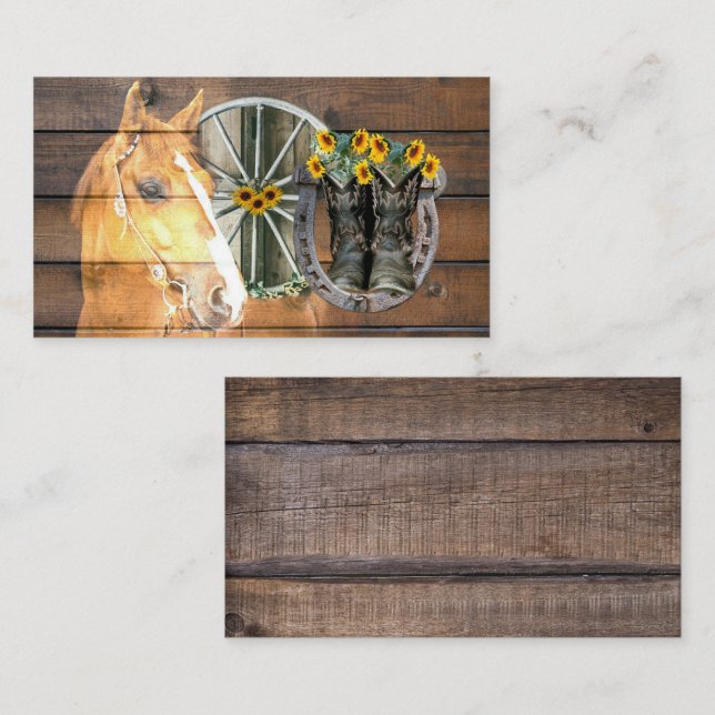 Western Horse Wagon Wheel Horseshoe Cowboy Boots Business Card (Front/Back)