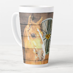 Western Horse Wagon Wheel Horseshoe Cowboy Boots Latte Mug