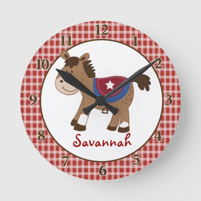 Western Horse Wall Clock - Add a Name (Front)