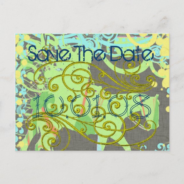 Western Horse With Swirls Save the Date Postcards (Front)
