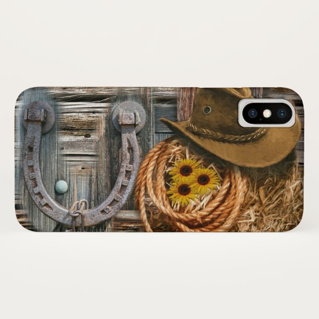 Western Horseshoe Cowboy Hat Lasso Case-Mate iPhone Case (Back (Horizontal))