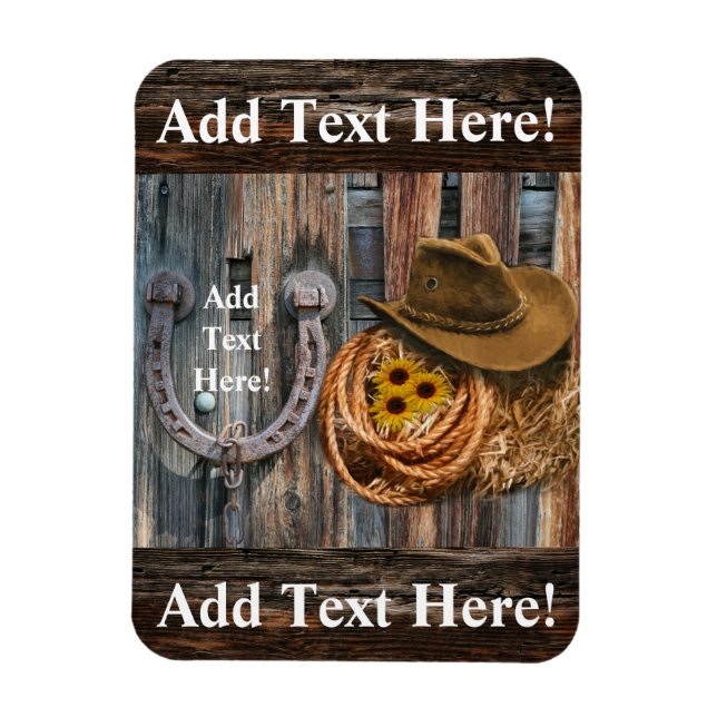 Western Horseshoe Cowboy Hat Lasso Magnet (Vertical)