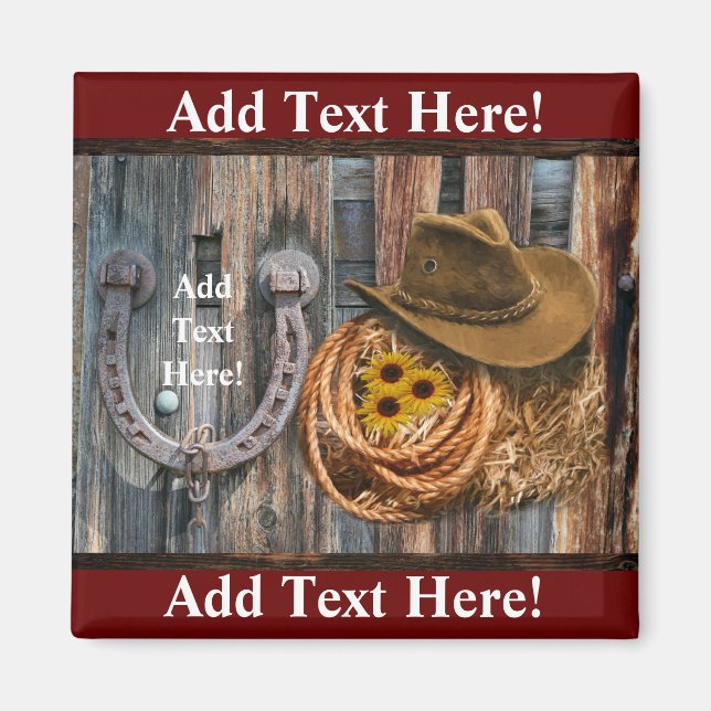 Western Horseshoe Cowboy Hat Lasso Magnet (Front)