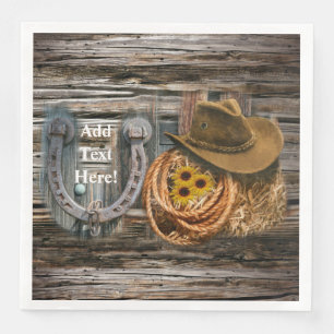 Western Horseshoe Cowboy Hat Lasso Napkin