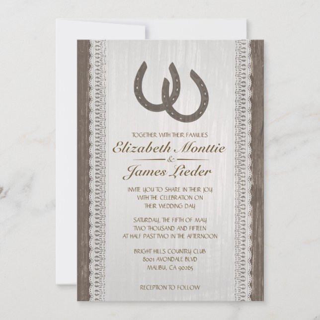 Western Horseshoe Wedding Invitations (Front)