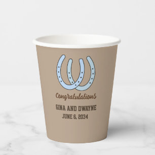 Western Horseshoe Wedding Personalised Paper Cups