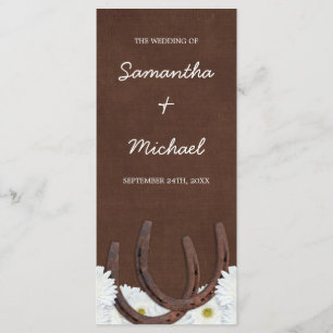 Western Horseshoes and Daisies Wedding Program Programme