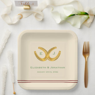 Western Horseshoes Wedding Paper Plate