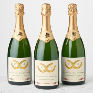 Western Horseshoes Wedding Sparkling Wine Label