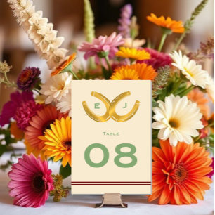Western Horseshoes Wedding Table Number