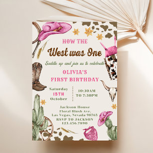 Western How The West Was One Rodeo 1st Birthday  Invitation