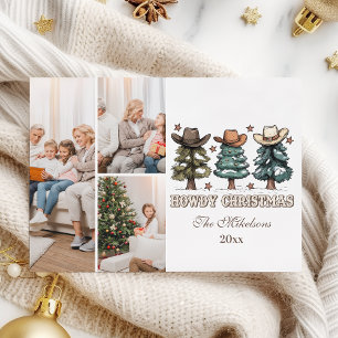 Western Howdy Christmas 3 photo Holiday Card