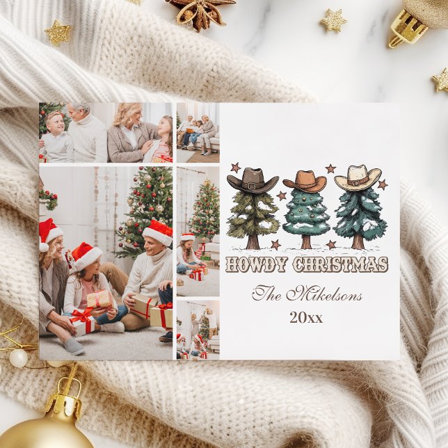  Western Howdy Christmas 5 photo Holiday Card (Creator Uploaded)