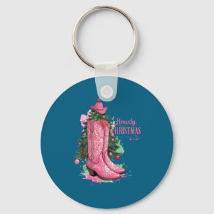 Western , Howdy Christmas And Tree, Nk Cowboy Boot Key Ring