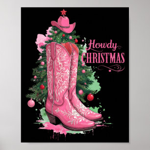 Western , Howdy Christmas And Tree, Nk Cowboy Boot Poster