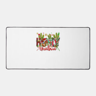 Western Howdy Christmas Cow Cowboy Hat And Cactus Desk Mat