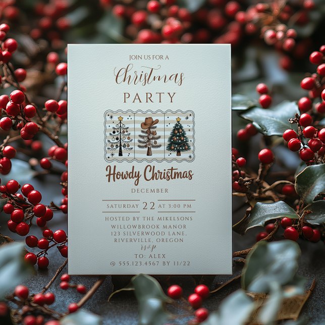 Western Howdy Cowboy Christmas Invitation (Creator Uploaded)