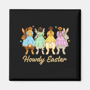 Western Howdy Easter Day Cowgirl Bunny Farm Girl Magnet