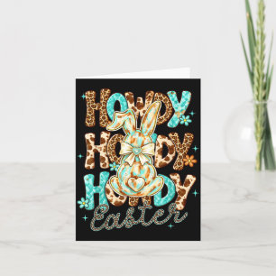 Western Howdy Easter Day Cowgirl Leopard Bunny Card