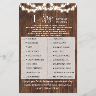 Western I Spy Country Wedding Reception Game Card