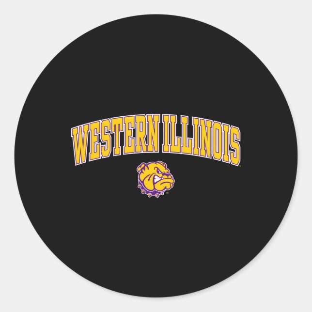 Western Illinois Leathernecks Arch Over Classic Round Sticker (Front)
