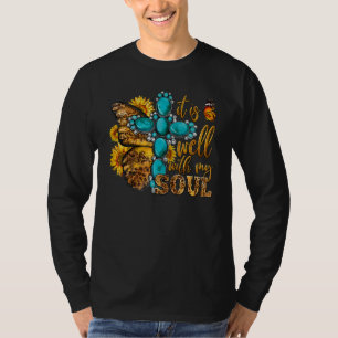 Western It Is Well With My Soul Butterfly Leopard  T-Shirt