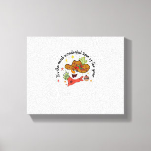 Western Its The Most Wonderful Time Cowboy Snowman Canvas Print