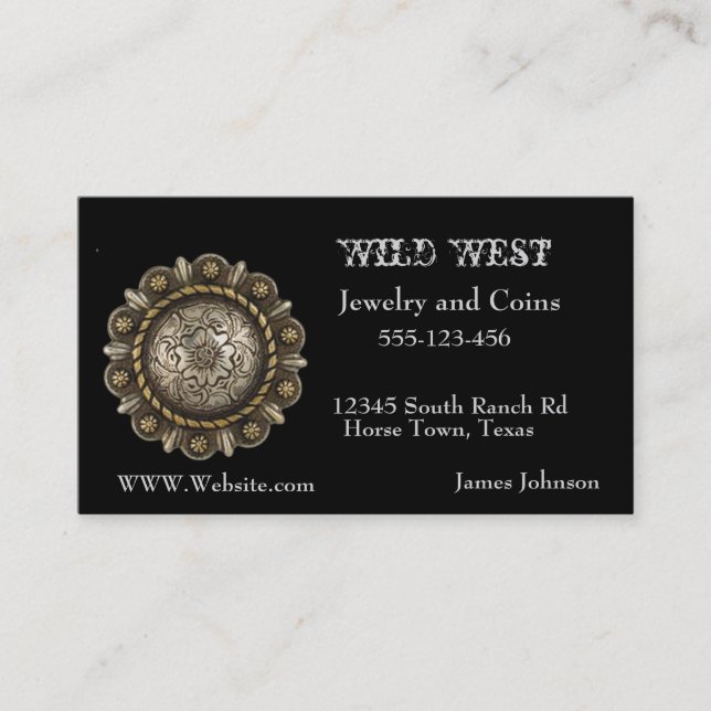 Western Jewellery Concho Print Business Card (Front)