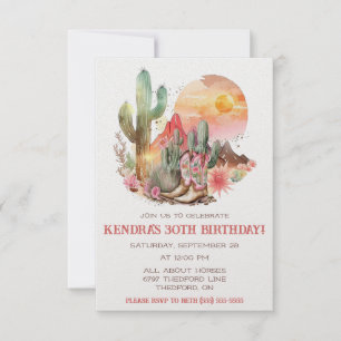 Western Landscape Cowgirl Birthday Party Invitation