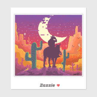 Western landscape with cowboy