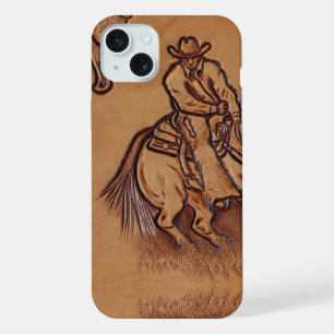 Western leather horseback Riding Rodeo Cowboy iPhone 15 Plus Case