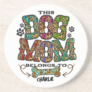 Western Leopard Patch Pattern Dog Mum Bone Coaster