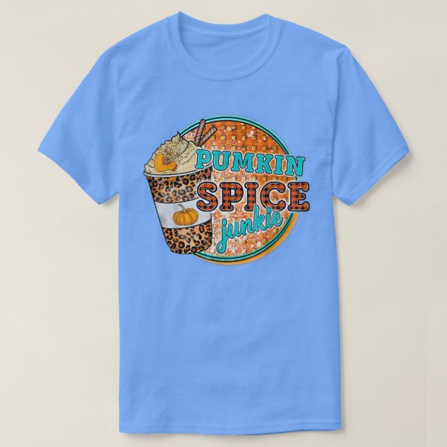 Western Leopard Pumpkin Spice Junkie Fall Vibes Th T-Shirt (Design Front)