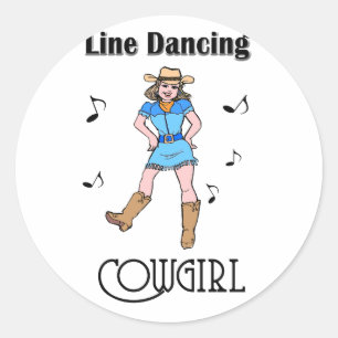 Western "Line Dancing Cowgirl" Classic Round Sticker