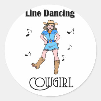 Western "Line Dancing Cowgirl" Classic Round Sticker