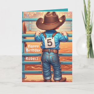 Western Little Cowboy 5th Birthday Rodeo Custom Card
