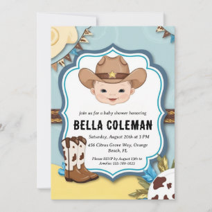 western little cowboy baby shower invitations