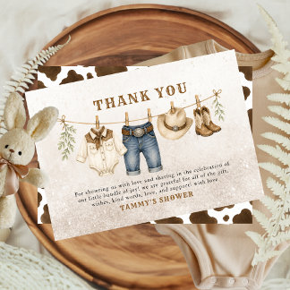 Western Little Cowboy Clothesline Thank You Card