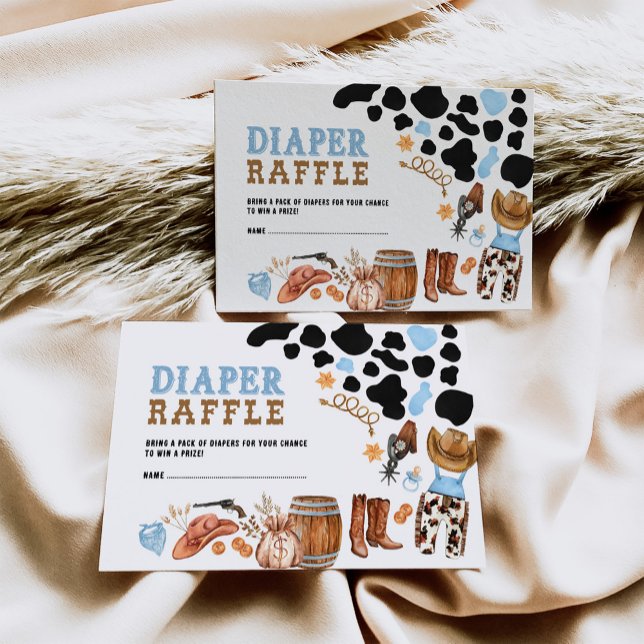 Western Little Cowboy Rodeo Party Diaper Raffle Enclosure Card (Creator Uploaded)