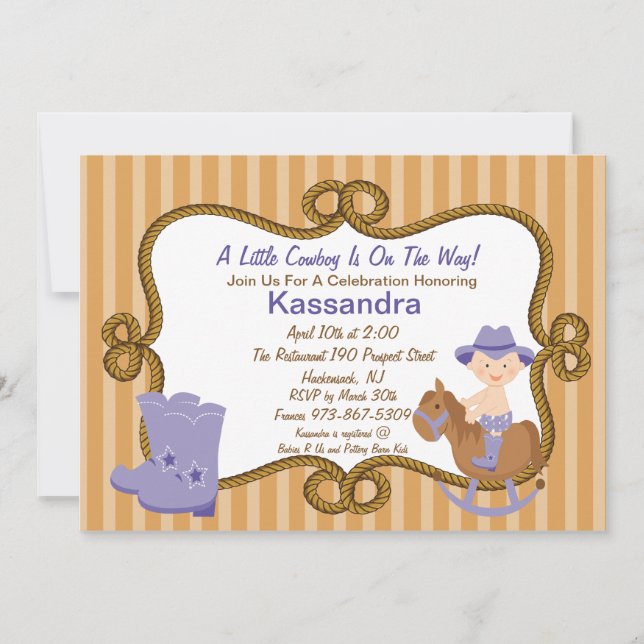 Western Little Cowgirl Baby Shower Invitation (Front)