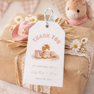 Western Little Cowgirl Baby Shower Thank You Gift Tags