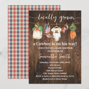 Western Locally Grown Patriotic Baby Shower Invitation